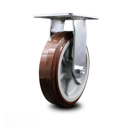 Service Caster 8 Inch Heavy Duty Top Plate Polyurethane Rigid Caster with Ball Bearing SCC SCC-35R820-PPUB